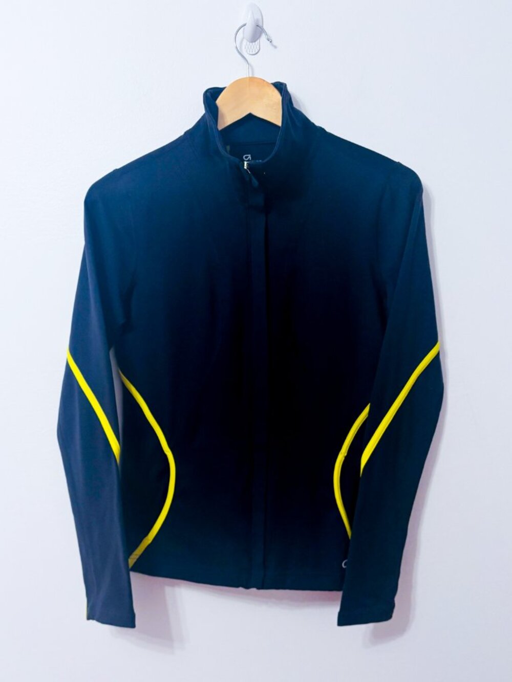 GAP Navy Yellow Full Zip Stretch Track Jacket Stand Collar Small
